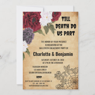 Invitation Fête de fiançailles Halloween vintage
