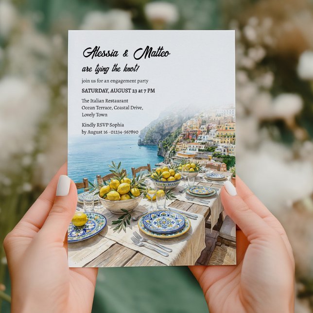 Invitation Fête de fiançailles italienne à Positano sur la cô (Italian Coastal themed invitation - engagement, wedding shower, rehearsal dinner etc)