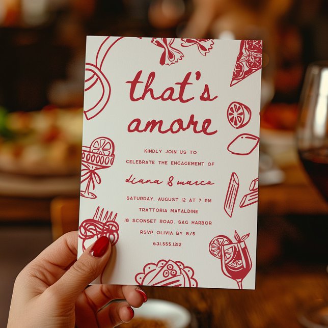 Invitation Fête de fiançailles italienne "C'est l'amour" (Créateur téléchargé)