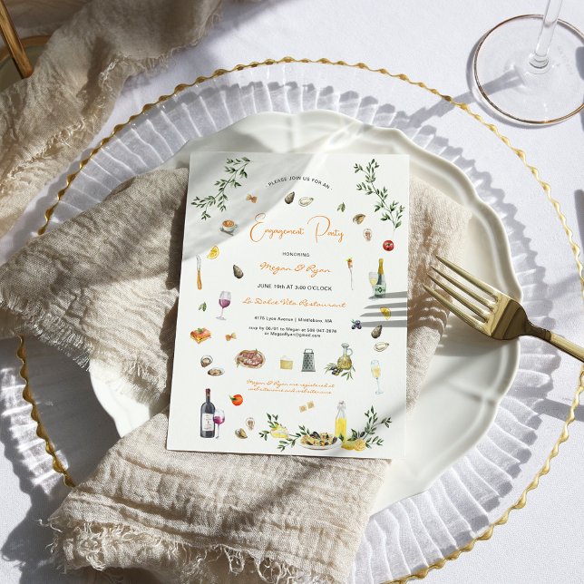 Invitation Fête de fiançailles italienne élégante (Créateur téléchargé)