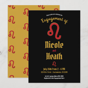 Invitation Fête de fiançailles LEO Zodiaque Astrologie juille