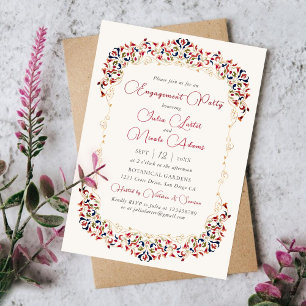 Invitation Fête de fiançailles luxueuse florale botanique à m