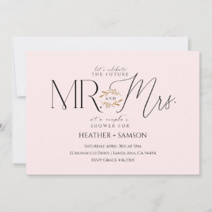 Invitation Fête de fiançailles "M. + Mme" Blush