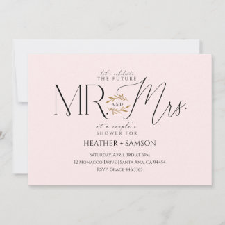 Invitation Fête de fiançailles "M. + Mme" Blush