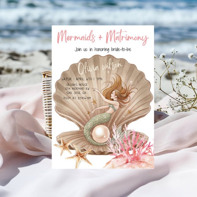 Invitation Fête de Fiançailles Mermaid & Matrimony (Créateur téléchargé)
