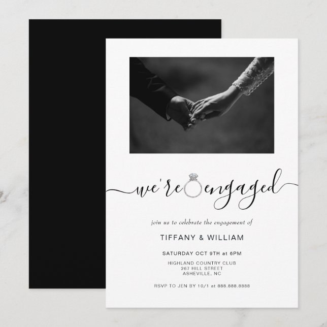 Invitation Fête de fiançailles minimaliste moderne (Devant / Derrière)