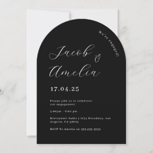 Invitation Fête de fiançailles moderne Arch noir et blanc