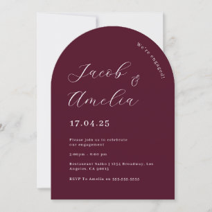 Invitation Fête de fiançailles Moderne Arch Plum