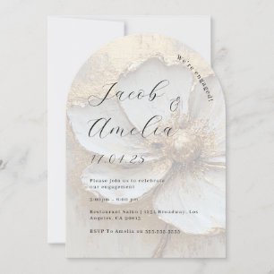 Invitation Fête de fiançailles moderne avec arche en feuille