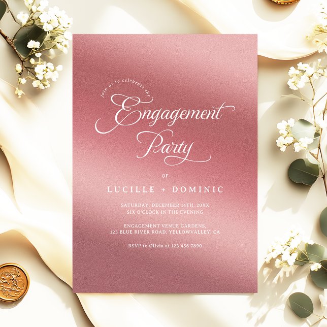 Invitation Fête de fiançailles moderne avec dégradé de rose d (Créateur téléchargé)