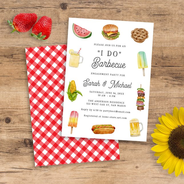 Invitation Fête de fiançailles moderne barbecue aquarelle (Créateur téléchargé)