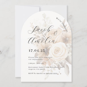 Invitation Fête de fiançailles moderne florale Bohème Arch