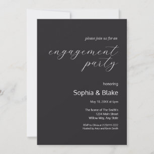 Invitation Fête de fiançailles Moderne Minimaliste Charbon Gr