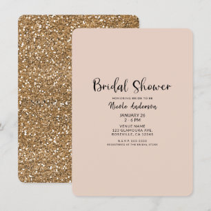 Invitation Fête de fiançailles Moderne Paillettes Dorées Glam