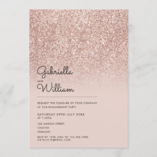 Invitation Fête de fiançailles moderne simple rose gold paill