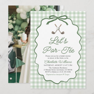 Invitation Fête de fiançailles Moderne Vert Sauge Golf Let's