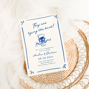 Invitation Fête de fiançailles Navy Blue aux dessins fantaisi
