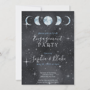 Invitation Fête de fiançailles Nuit étoilée Phases lunaires Z