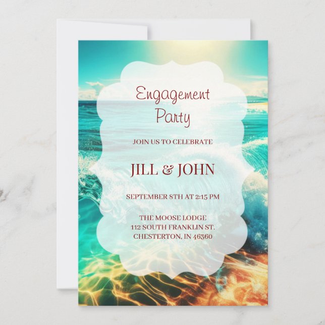 Invitation Fête de fiançailles Océan Brise Mariage (Devant)