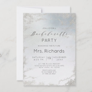 Invitation Fête de Fiançailles Ombre Dusty Blue Argenté
