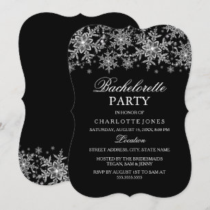 Invitation Fête de Fiançailles Pailletée Cristal Flocon de Ne