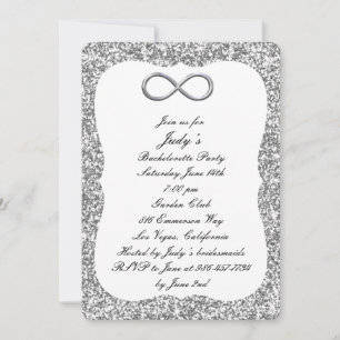 Invitation Fête de Fiançailles Paillettes Argentées Infini