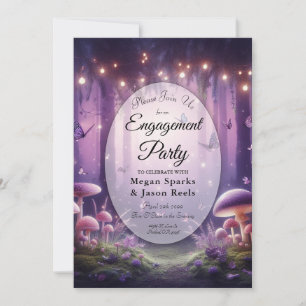 Invitation Fête de Fiançailles Papillons Violets Cieux Étoilé