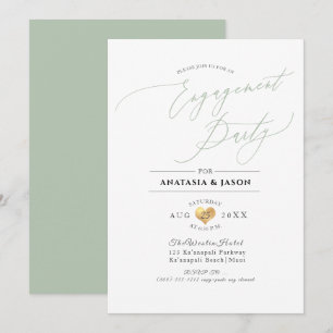 Invitation Fête de fiançailles PixDezines Celadon Green