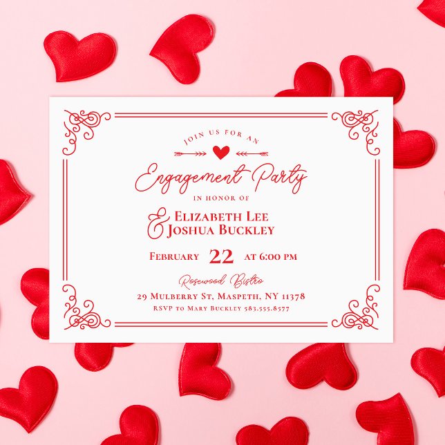 Invitation Fête de fiançailles romantique de la Saint-Valenti (Créateur téléchargé)
