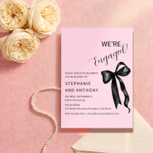 Fête de fiançailles rose pâle et ruban noir Coquet