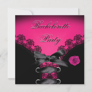 Invitation Fête de Fiançailles Rose Rose Noir Dentelle