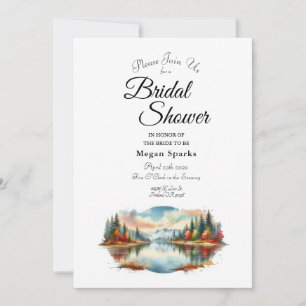 Invitation Fête de Fiançailles Rustique au Bord d'un Lac en F