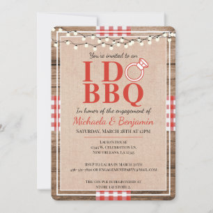 Invitation Fête de Fiançailles Rustique BBQ pour les Amoureux