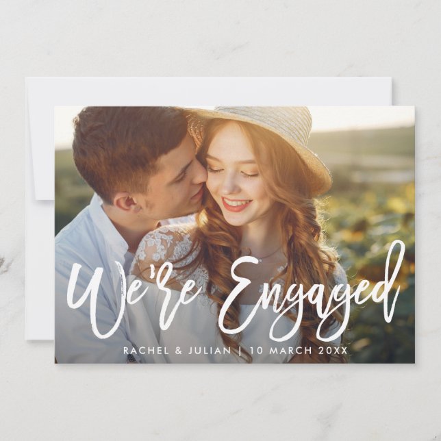 Invitation Fête de fiançailles rustique branchée (Devant)