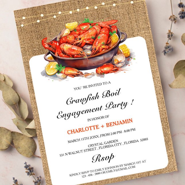 Invitation Fête de Fiançailles Rustique Toile de Jute Fête de (Créateur téléchargé)