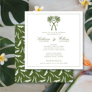 Invitation Fête de fiançailles sur la plage avec monogramme d