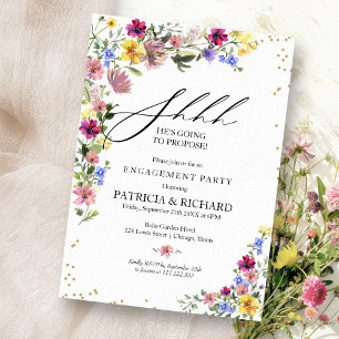 Invitation Fête de fiançailles surprise Bohème aux fleurs sau