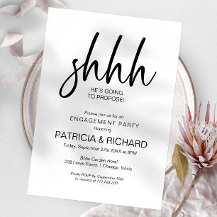 Invitation Fête de fiançailles surprise calligraphiée chic