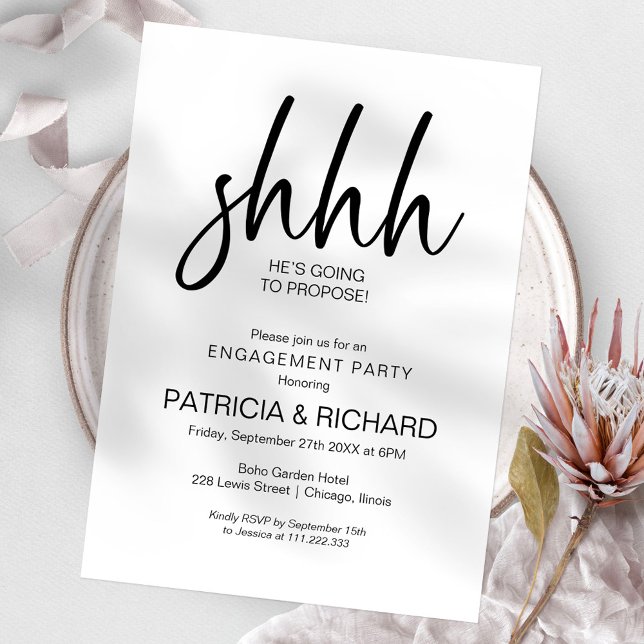 Invitation Fête de fiançailles surprise calligraphiée chic (Créateur téléchargé)