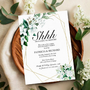 Invitation Fête de fiançailles surprise Élégante verdure