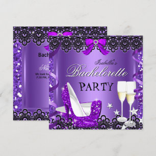 Invitation Fête de Fiançailles Talon Haut Violet Champagne