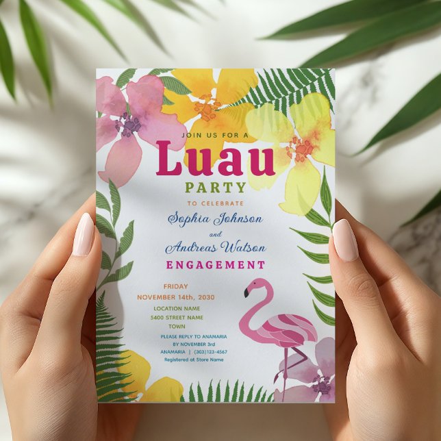 Invitation Fête de fiançailles Tropical Luau (Créateur téléchargé)