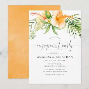 Invitation Fête de fiançailles tropicale florale de plage à l