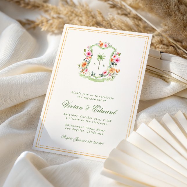 Invitation Fête de fiançailles tropicale sur la plage avec mo (Créateur téléchargé)