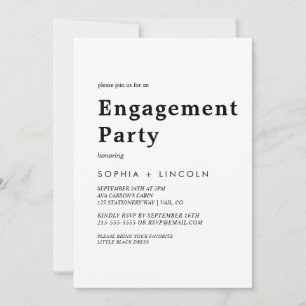 Invitation Fête de fiançailles typographie noire moderne 