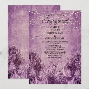 Invitation Fête de fiançailles vintage florale lilas rose pou