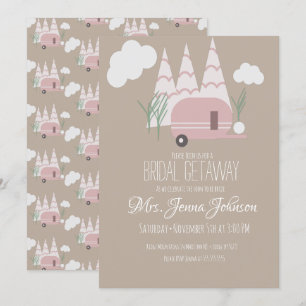 Invitation Fête de Fille à Camper Rose Montagne