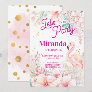 Invitation Fête de fille d'été à l'aquarelle