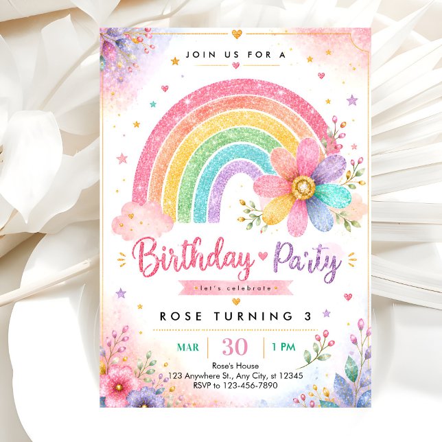 Invitation Fête de fille pastel aquarelle (Créateur téléchargé)