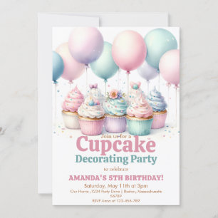 Invitation Fête de fille pour décorer de mignons gâteaux anni